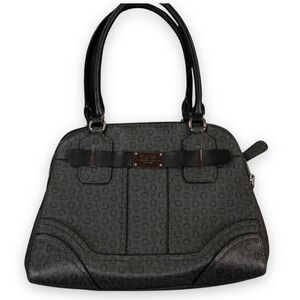 Guess Purse Womens Gray Coal Faux Leather‎ Shoulder Bag Multi Pocket Logo 644923